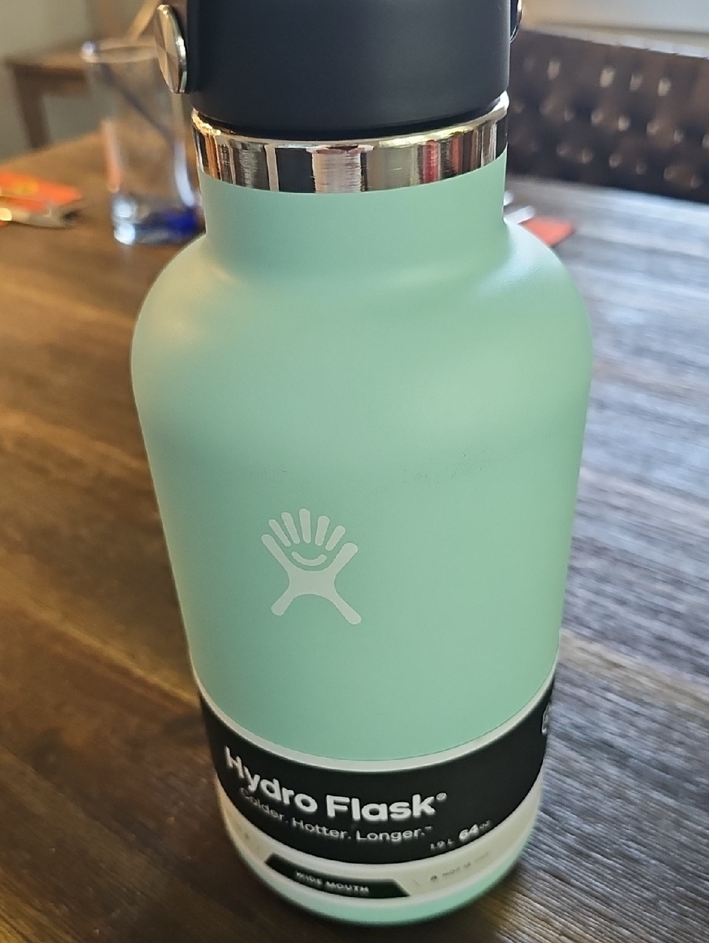 Hydro Flask Mint Green Insulated Bottle with Silver Trim